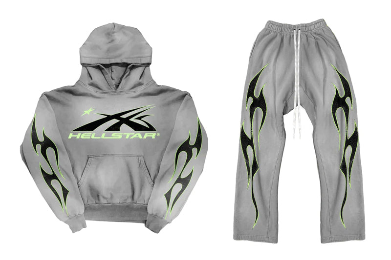 Hellstar Flame Sweatpants Grey 2024 New