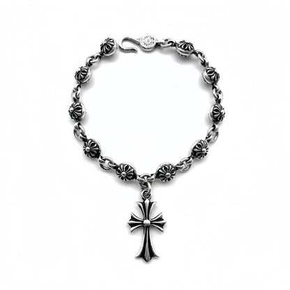 Chrome Hearts Silver Cross Ball Tiny E Bracelet