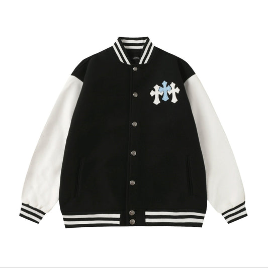 Chrome Hearts Black White Street Style Baseball Coat 0002