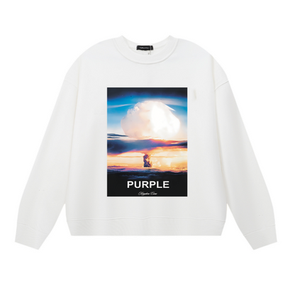 Purple Men's Long-Sleeve T-shirt Sweatshirt 1124